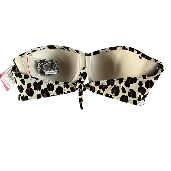 NWT Kate Spade New York Leopard Print Bandeau Bikini Top With Optional Straps XL - Picture 4 of 11